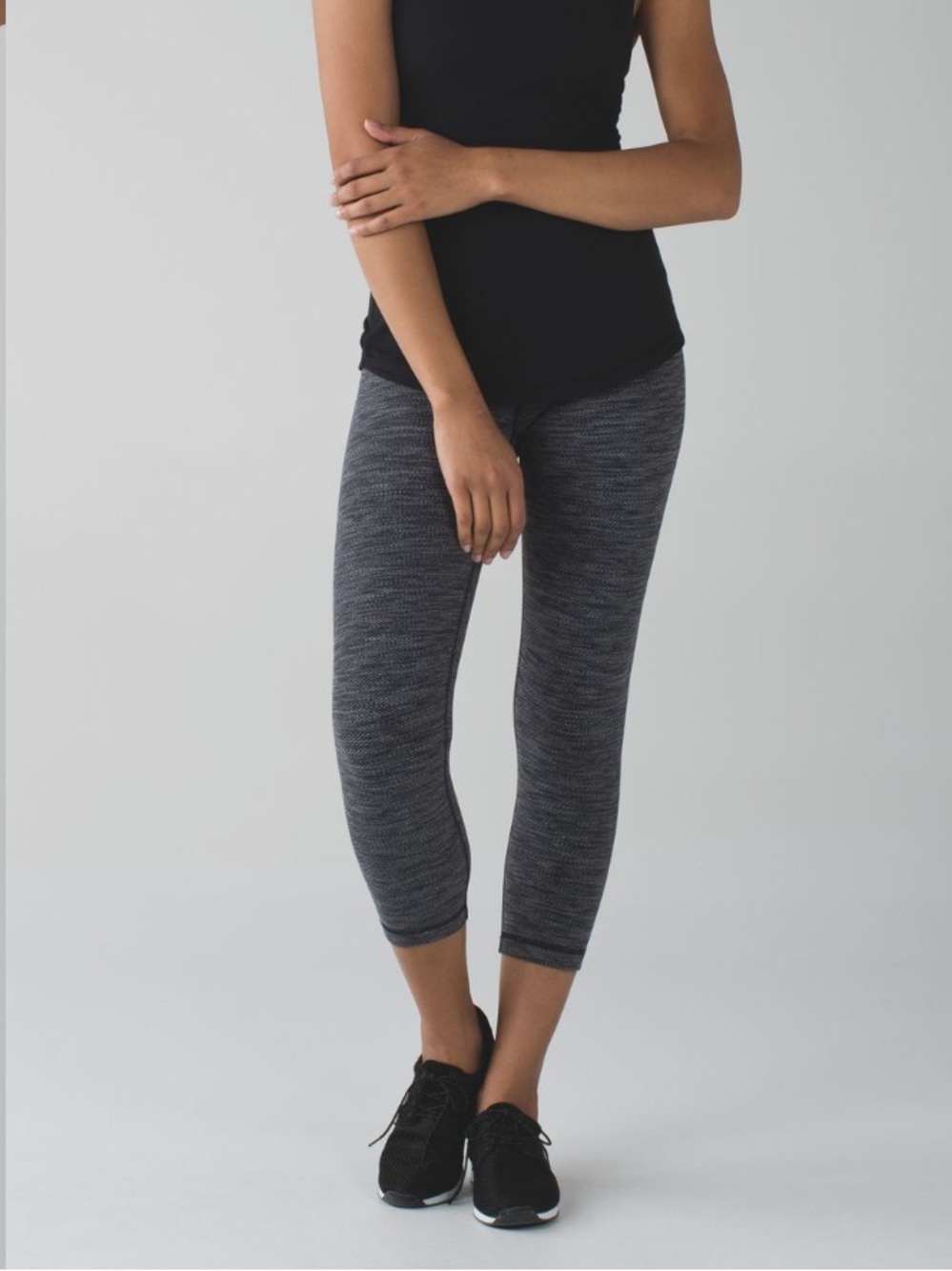 Lululemon Wunder Under Crop in Diamond Jacquard Space Dye Black Slate